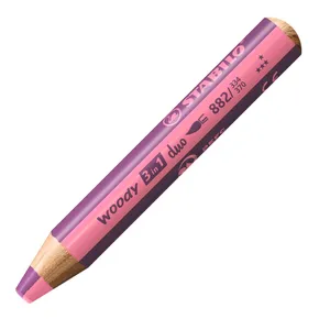 Pastelka, vodovka & voskovka v jednom STABILO woody 3 in 1 duo - růžová/vřesová